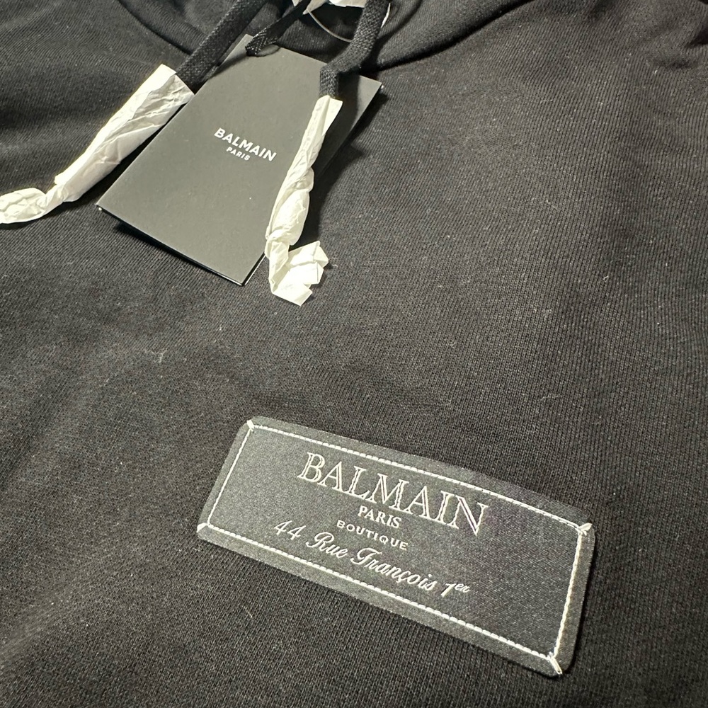 Balmain Charcoal Hoodie with Logo